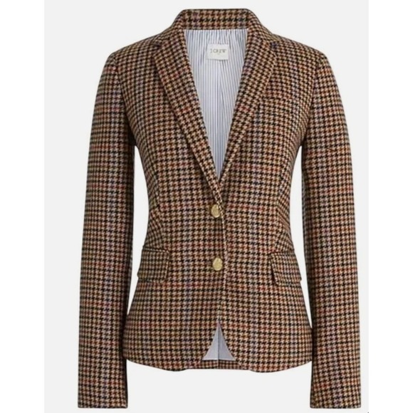 J.Crew Jackets & Blazers - J.Crew Factory Wool Blend Schoolboy Blazer Houndstooth Camel Size 0 NWT
